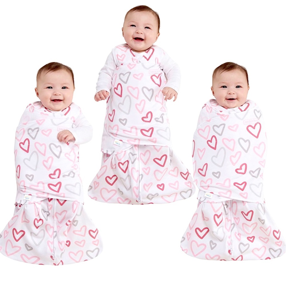 HALO 💗 Modern Pink Hearts 100% Cotton 3-Way SleepSack Swaddle | Small (3-6M)